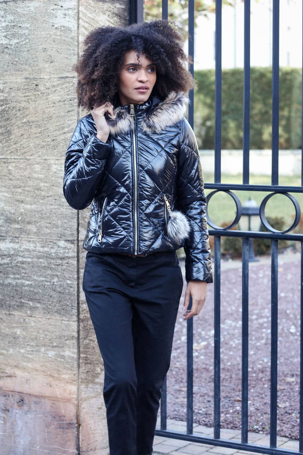 Iridescent Black Down Jacket