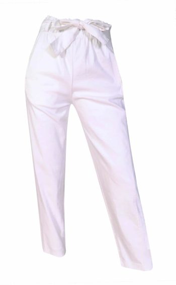 Pantalon Taille Haute Elastiquée photo buste blanc