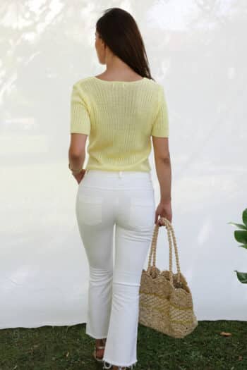 Pull Maille Manches Courtes jaune 2