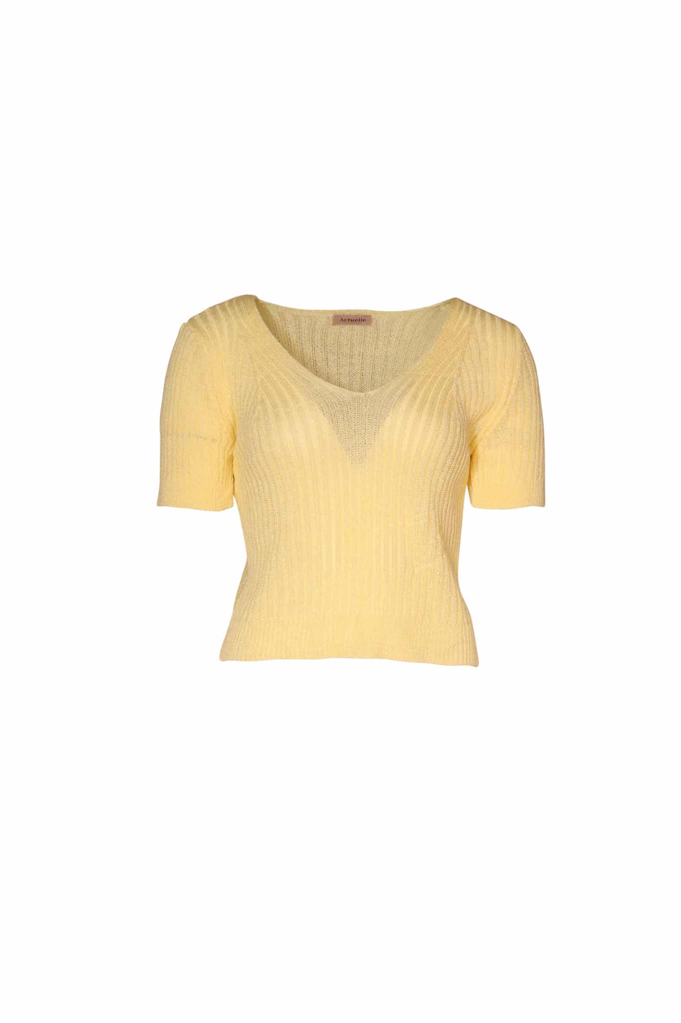 Pull Maille Manches Courtes jaune photo buste