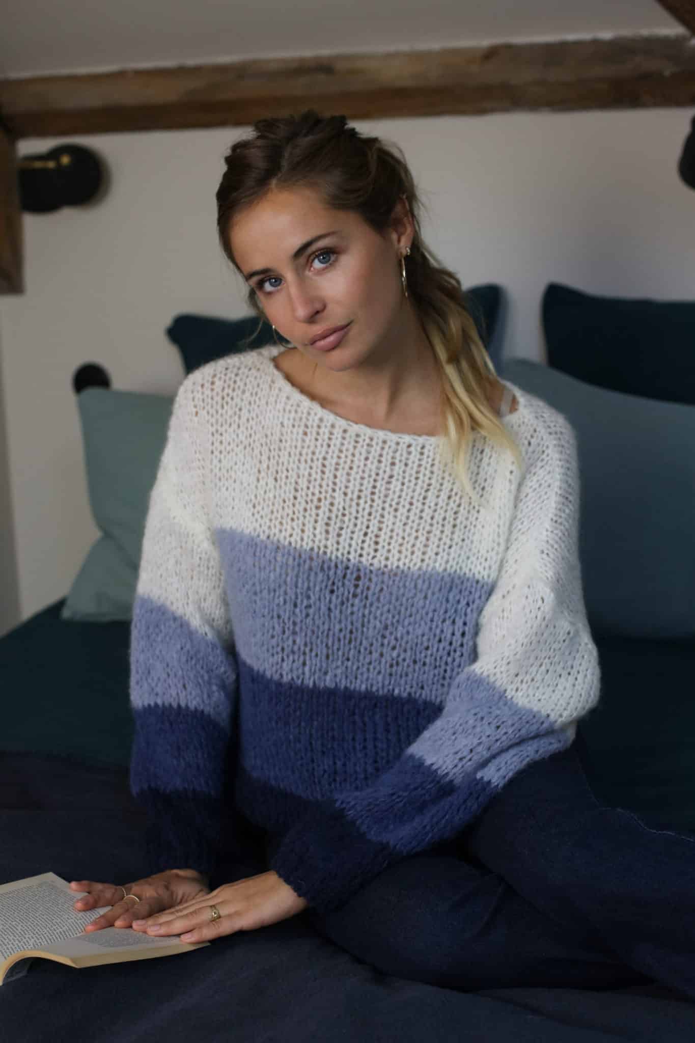 Loose striped mohair sweater
