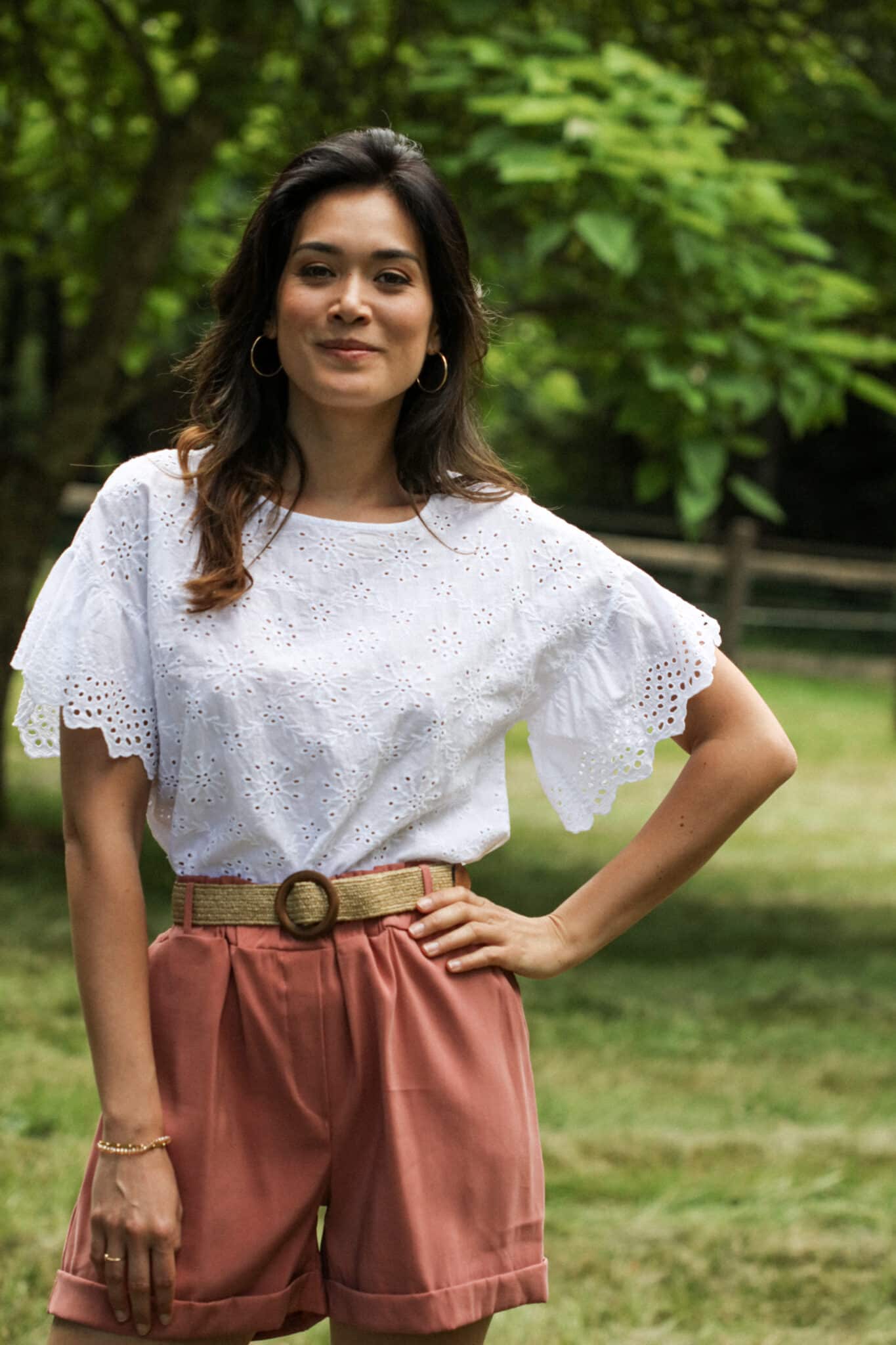 English embroidery blouse in a field