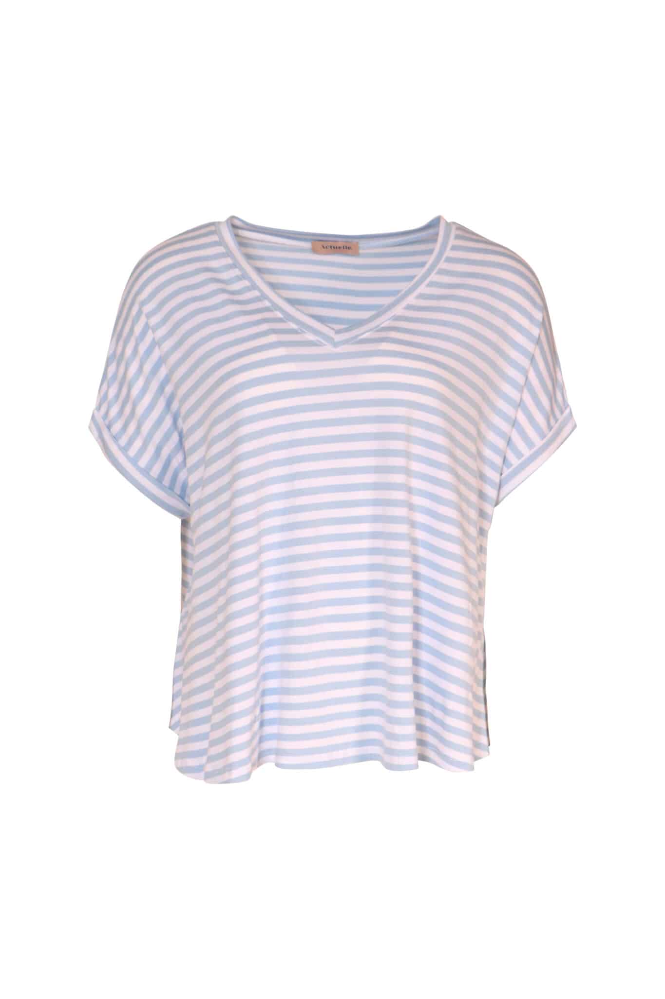 Photo Bust Tshirt striped loose sky blue