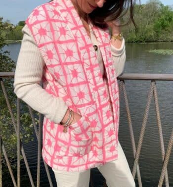 Neon pink sleeveless quilted jacket