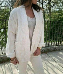 beige quilted jacket long sleeves