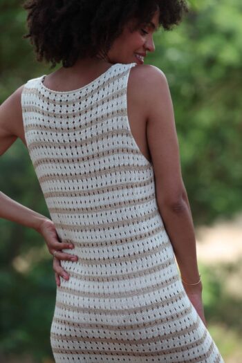 White and gold mesh dress without back sleeves