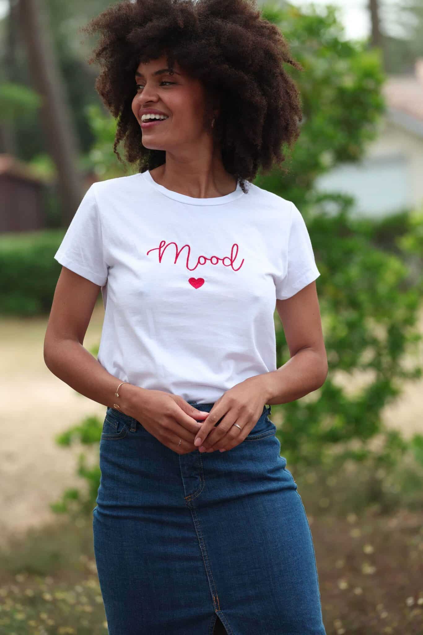 T-shirt printed mood heart red front