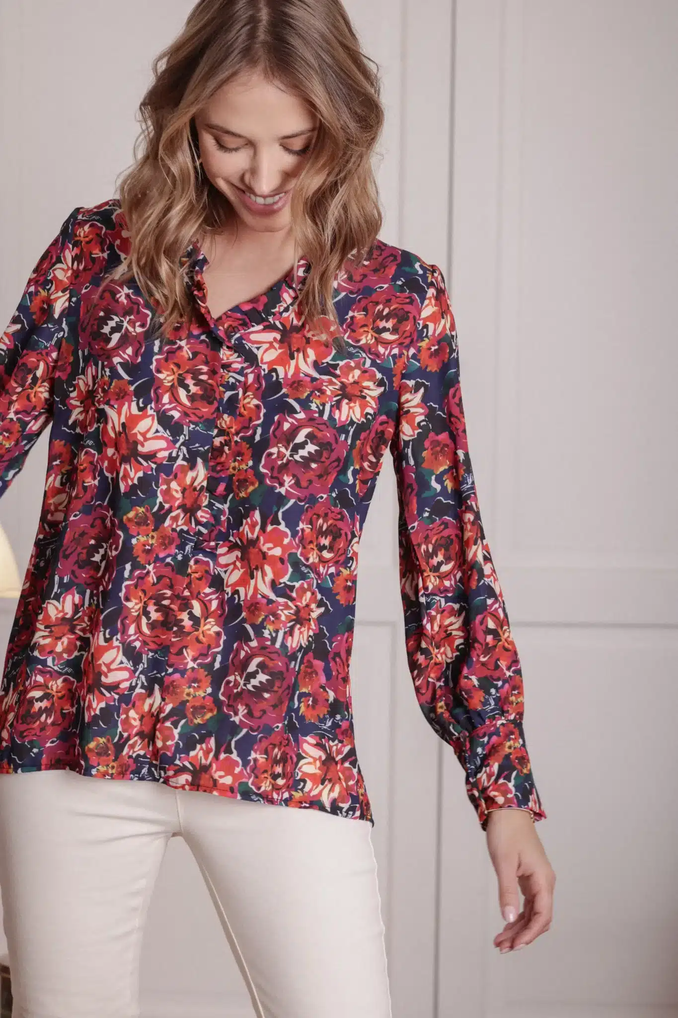blouse imprime aquarelle cassis marine