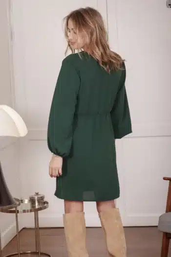 robe unie Vert Forêt de dos