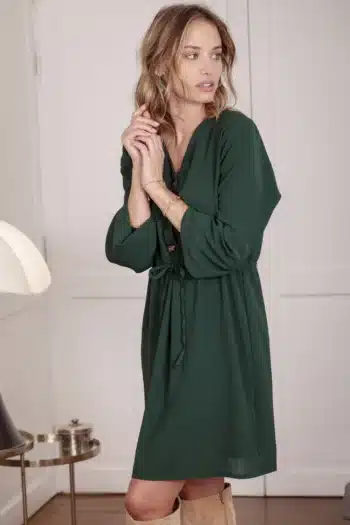 robe unie Vert Forêt de profil